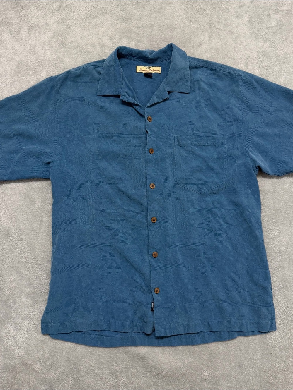 Tommy Bahama Shirt 100% Silk Camp Collar Short Sleeve Button Hawaiian Men Medium